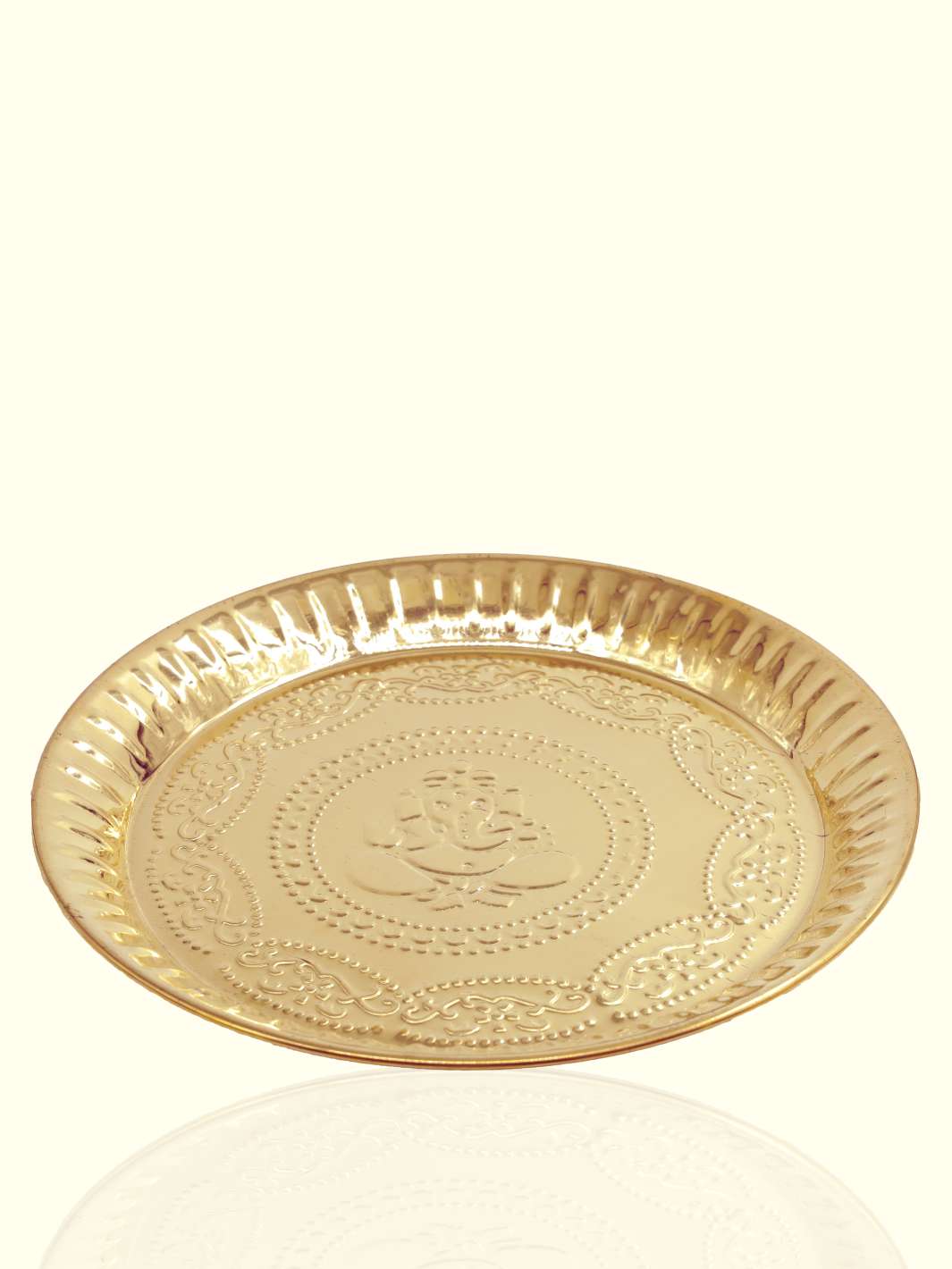 10" Brass Nagas Plate with Ganesha Pattern - Sripuram Store