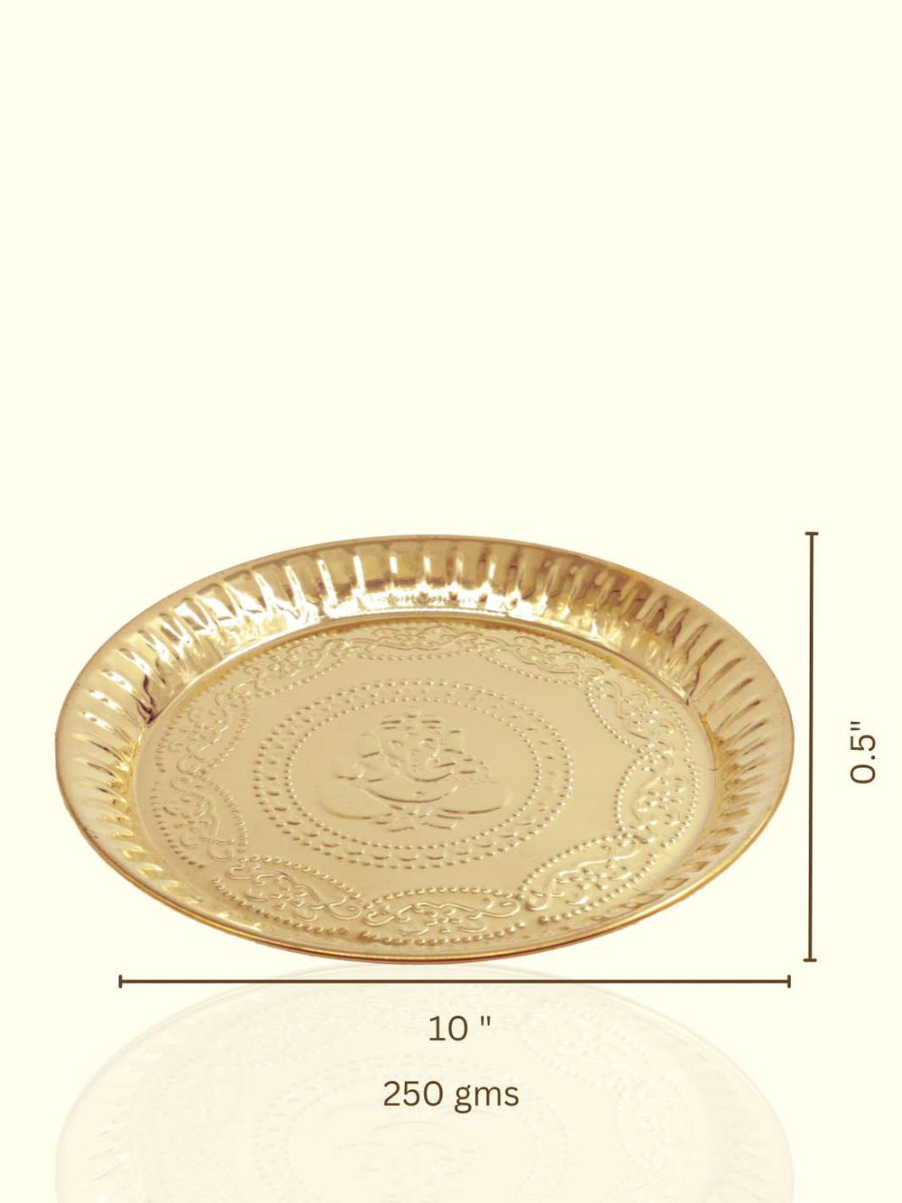 10" Brass Nagas Plate with Ganesha Pattern - Sripuram Store