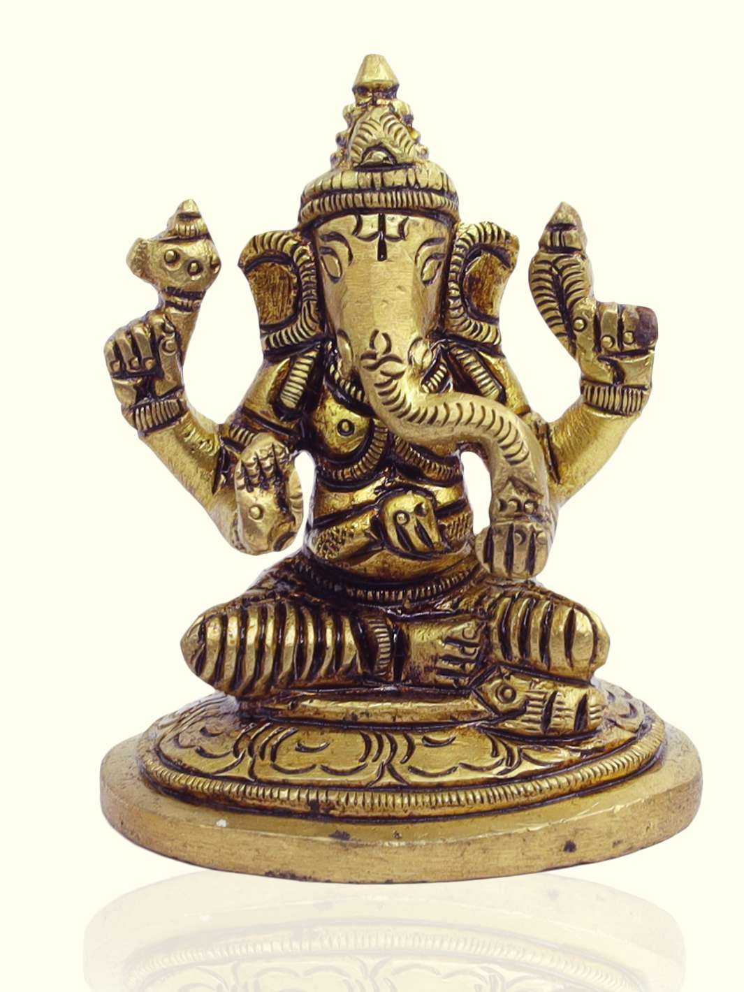 2.5" Brass Ganesha with Special Finish - Sripuram Store