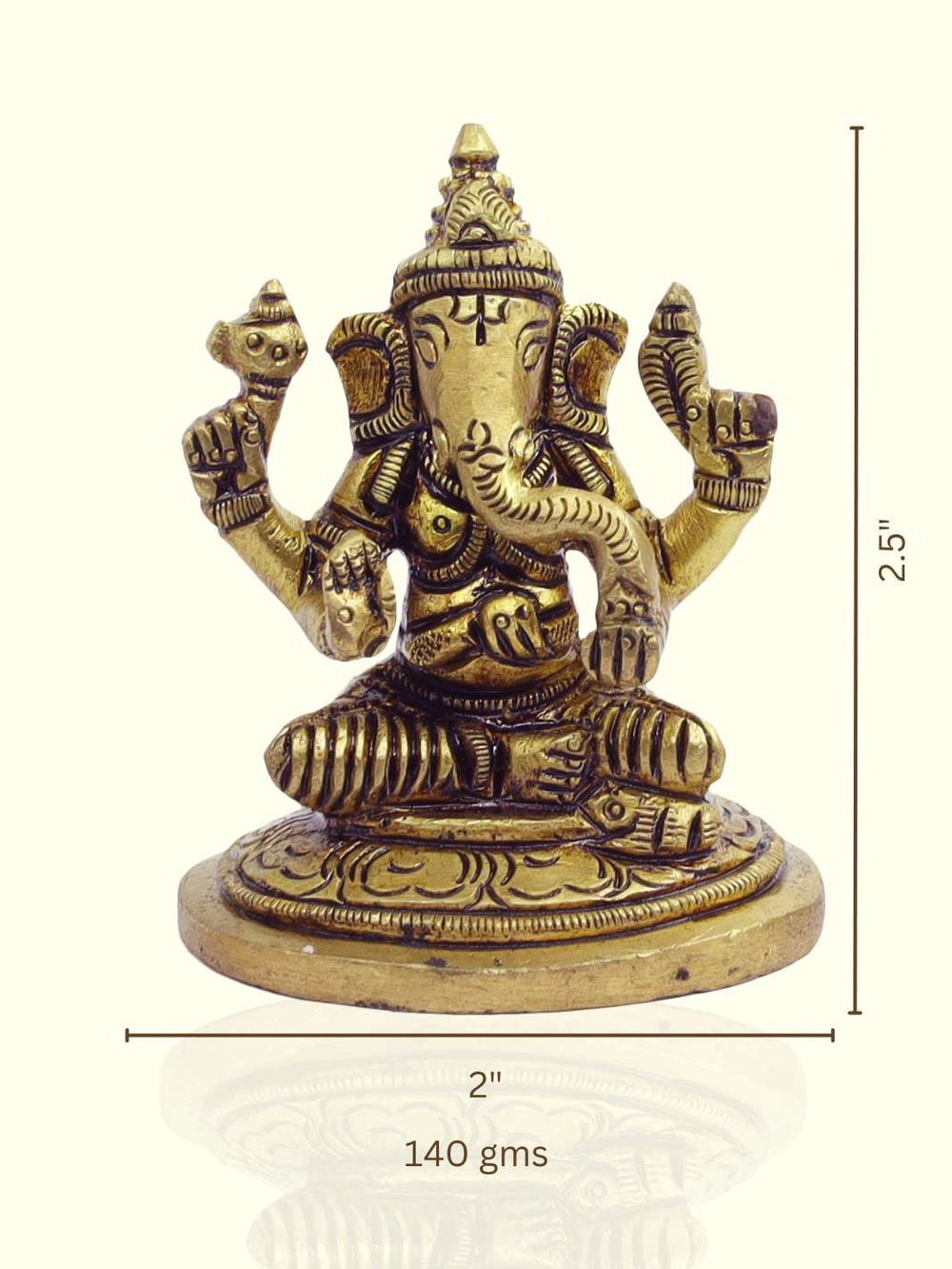 2.5" Brass Ganesha with Special Finish - Sripuram Store