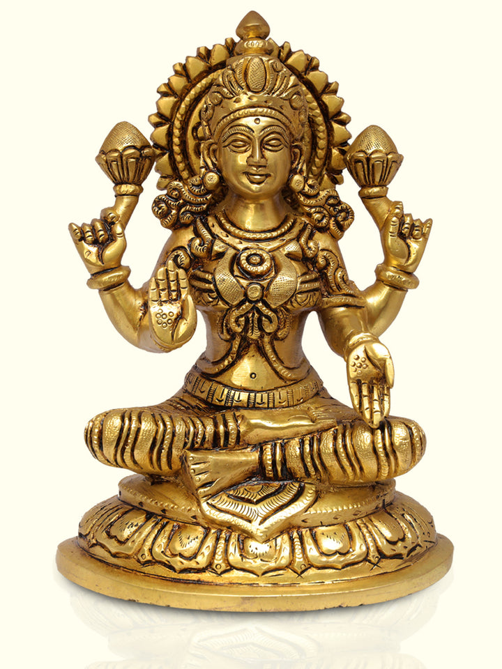 7.5" Brass Lakshmi with Special Finish - Sripuram Store