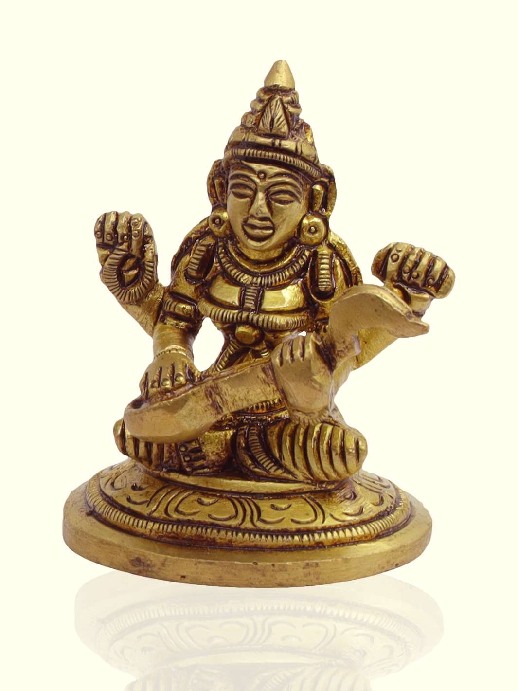 2.5" Brass Saraswati with Special Finish - Sripuram Store