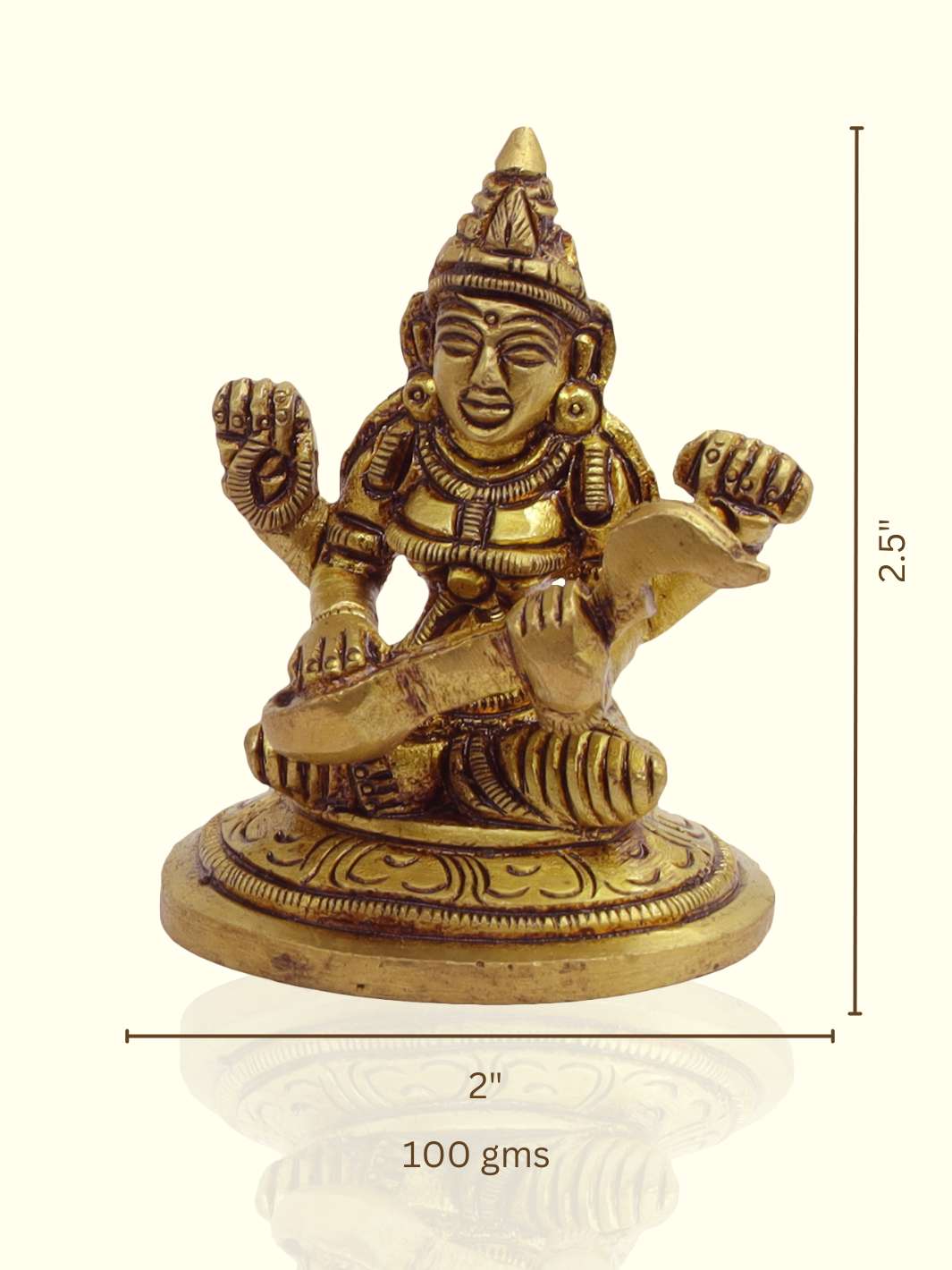 2.5" Brass Saraswati with Special Finish - Sripuram Store